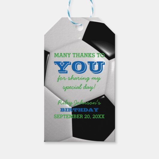 サッカーサンキューメッセージカード ギフトタグ (正面)