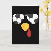 サッカーサングラスをかけたクールな七面鳥の顔 感謝祭 カード (黄色い花)