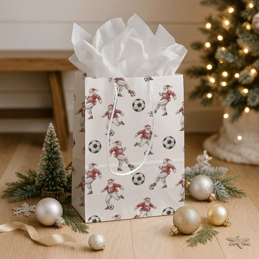サッカーサンタのクリスマス ミディアムペーパーバッグ