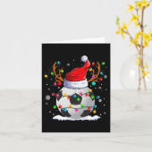 サッカーサンタハットトナカイのクリスマスライトおもしろいXma カード (黄色い花)