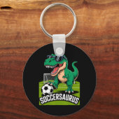 サッカーザウルス 恐竜 ティラノサウルス サッカー ゴールキーパー プレーヤー F キーホルダー (正面)