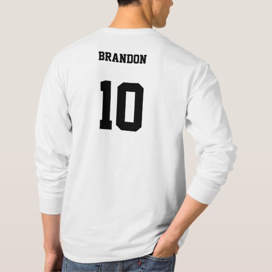 サッカーシャンズ白黒パーソナライズされたゴールファン Tシャツ (裏面)