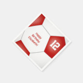 サッカーシンプルボール女の子の男の子の誕生日の赤 スタンダードカクテルナプキン (角)