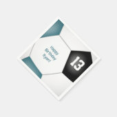 サッカーシンプルボール女の子の男の子の誕生日ティール（緑がかった色）ブラック スタンダードカクテルナプキン (角)