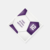 サッカーシンプルボール女の子男の子の誕生日パープル スタンダードカクテルナプキン (角)