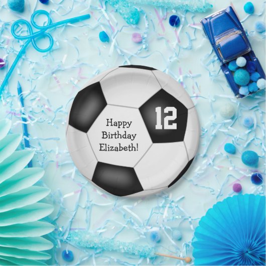 サッカーシンプルボール女子ボーイズ誕生日パーティー ペーパープレート (パーティー)