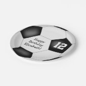 サッカーシンプルボール女子ボーイズ誕生日パーティー ペーパープレート (アングル)