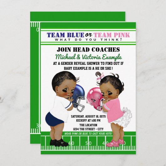 サッカージェンダーがエスニック・シャワー招待状を明らかにする 招待状 (正面/裏面)