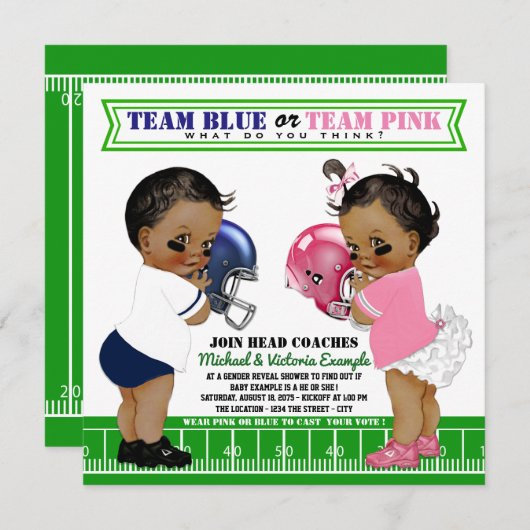 サッカージェンダーの表示ベビーシャワー招待状 招待状 (正面/裏面)