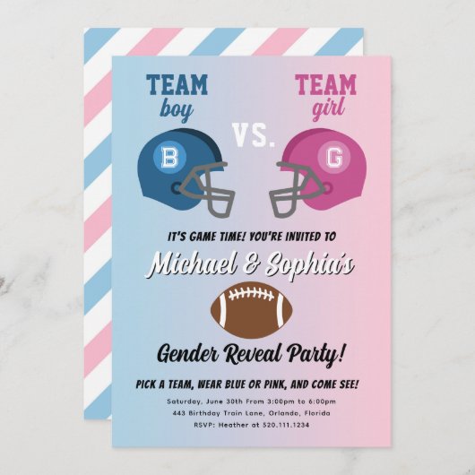 サッカージェンダーリビールパーティの招待状 招待状 (正面/裏面)