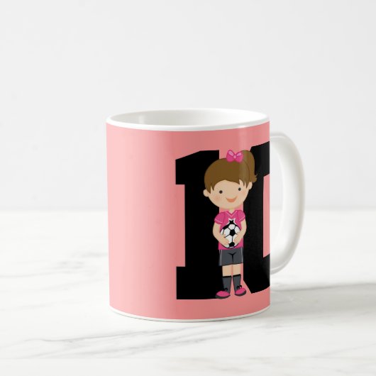 サッカージャージーの第10 (女の子)ギフト コーヒーマグカップ (正面右)