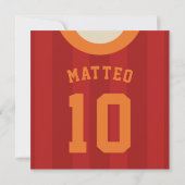 サッカージャージーをテーマにしたパーティー招待状テンプレート、赤 招待状 (裏面)