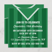 サッカージャージーをテーマにしたパーティー招待状、サッカーグリーン 招待状 (正面/裏面)