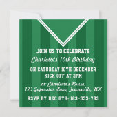 サッカージャージーをテーマにしたパーティー招待状、サッカーグリーン 招待状 (正面)