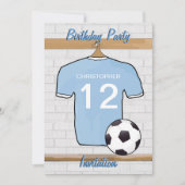 サッカージャージースカイブルーアンドホワイトバースデーパーティー 招待状 (正面)