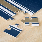 サッカージャージーネイビーストライプブルー金ゴールド名番号 ジグソーパズル (側面)