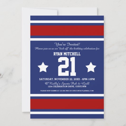 サッカージャージーブルー|赤パーティの招待状 招待状 (正面)