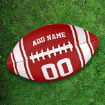 サッカージャージーレッド|白パーソナライズされた色 アメリカンフットボール<br><div class="desc">おもしろいサッカー赤と白ジャージストライプのデザインあなたの名前と番号。</div>