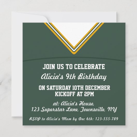 サッカージャージー主題パーティー招待状テンプレート、LAX 招待状 (正面)