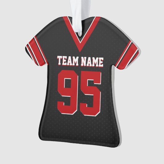 サッカージャージー赤と黒のユニフォームと番号 オーナメント (正面)