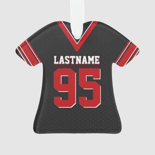 サッカージャージー赤と黒のユニフォームと番号 オーナメント (裏面)