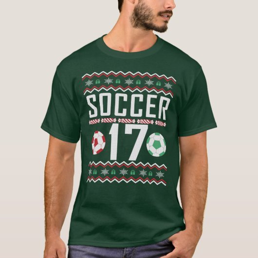 サッカージャージー17醜いクリスマスセーター Tシャツ (正面)
