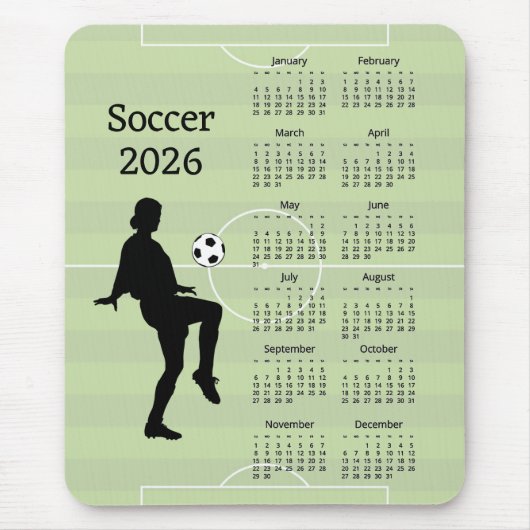 サッカースケジュール 2026年 カレンダー マウスパッド (正面)