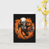 サッカースケルトンサッカー選手ハロウィン不気味 カード (黄色い花)
