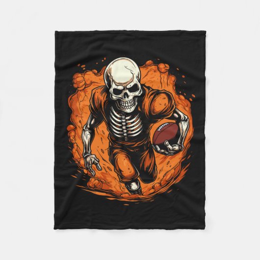 サッカースケルトンサッカー選手ハロウィン不気味 フリースブランケット (正面)