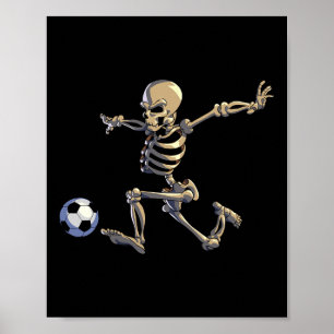 サッカースケルトンハロウィーン男少年サッカー選手H ポスター