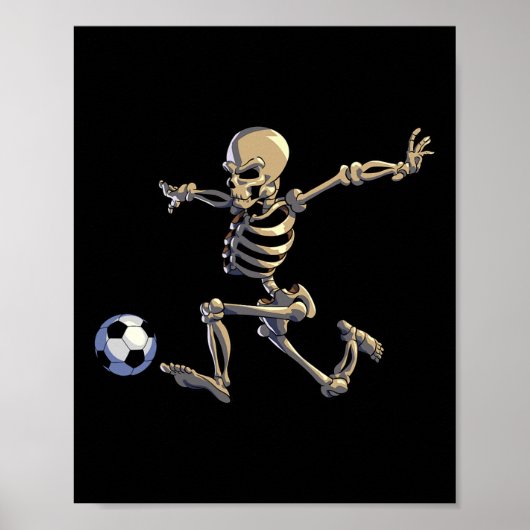 サッカースケルトンハロウィーン男少年サッカー選手H ポスター (正面)