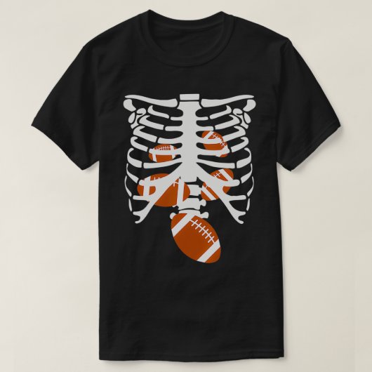 サッカースケルトンリブケージX線不気味ハロウィンC Tシャツ (デザイン正面)