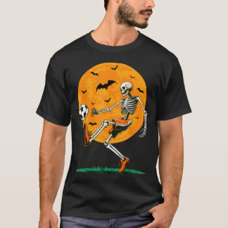 サッカースケルトン スプーキー フットボール 男子 ハロウィン Tシャツ