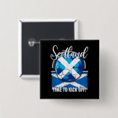 サッカースコットランド国旗動揺して、サッカーボール 缶バッジ (正面&裏面)