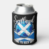 サッカースコットランド国旗、レトロブルー旗サッカー 缶クーラー (缶正面)