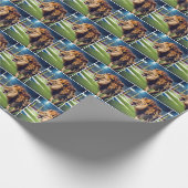 サッカースタジアムで轟音を上げるライオン ラッピングペーパー (角)