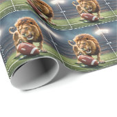 サッカースタジアムで轟音を上げるライオン ラッピングペーパー (ロールコーナー)