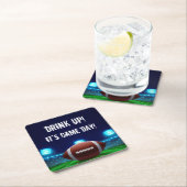 サッカースタジアムのフィールドとライト – PERSONALIZE - スクエアペーパーコースター (インサイチュ)