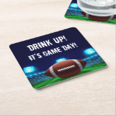 サッカースタジアムのフィールドとライト – PERSONALIZE - スクエアペーパーコースター (アングル)