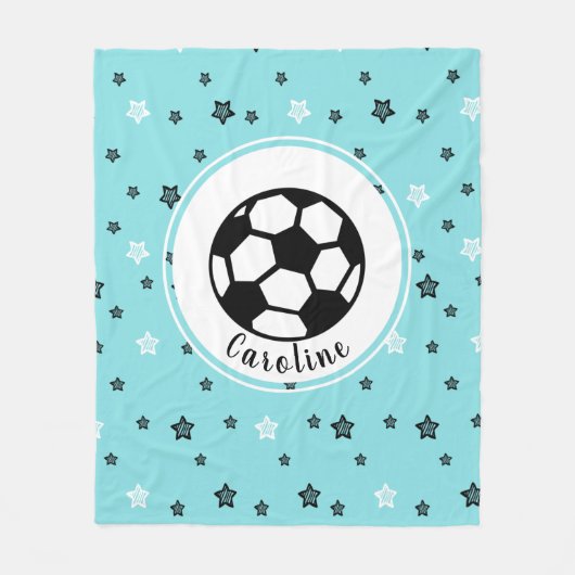 サッカースターかわいいスポーティな女の子のプレゼントパーソナライズされた フリースブランケット (正面)