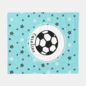 サッカースターかわいいスポーティな女の子のプレゼントパーソナライズされた フリースブランケット (正面(横))