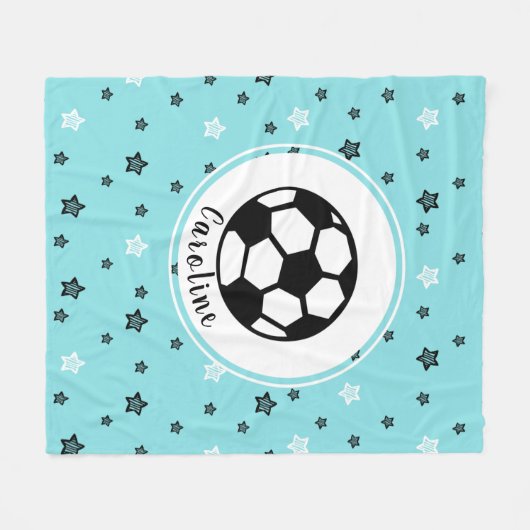 サッカースターかわいいスポーティな女の子のプレゼントパーソナライズされた フリースブランケット (正面(横))