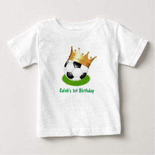 サッカースターキングワンバースデーパーティーカスタム ベビーTシャツ