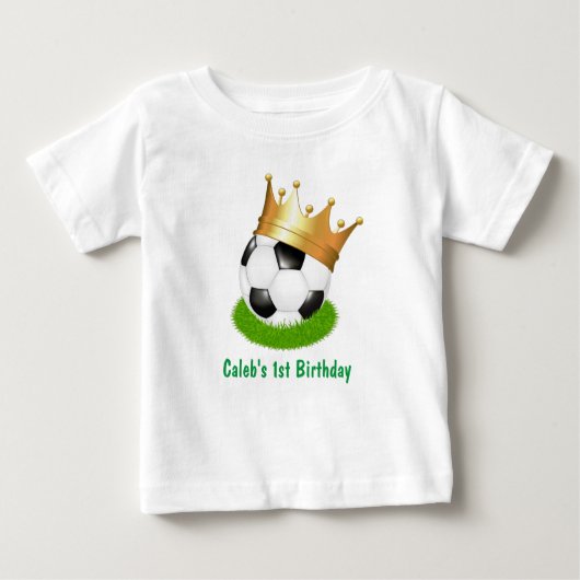 サッカースターキングワンバースデーパーティーカスタム ベビーTシャツ (正面)