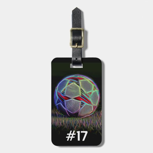 サッカースターズボールグラフィック、バッグラベル ラゲッジタグ (正面縦)