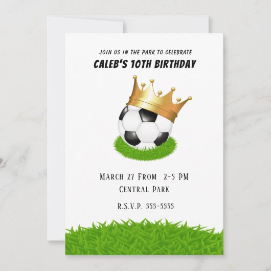 サッカースター王室の金ゴールド王冠バースデーパーティー 招待状 (正面)