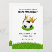 サッカースター王室の金ゴールド王冠バースデーパーティー 招待状 (正面/裏面)