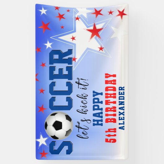 サッカースター誕生日パーティーのお知らせ 横断幕 (縦)