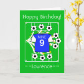 サッカースター(青い体に白い袖) カード (黄色い花)