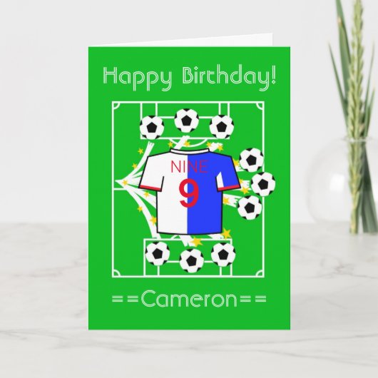 サッカースター(青と白のハーフ)カード カード (正面)